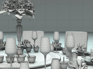 Banquet Dinner Table 3D Model