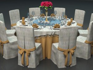 Banquet Dinner Table 3D Model