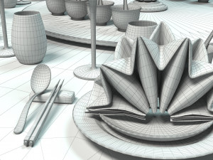 Banquet Dinner Table 3D Model