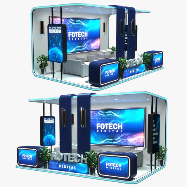 Exhibition Stall Model 3D Model .c4d .max .obj .3ds .fbx .stl .blend 