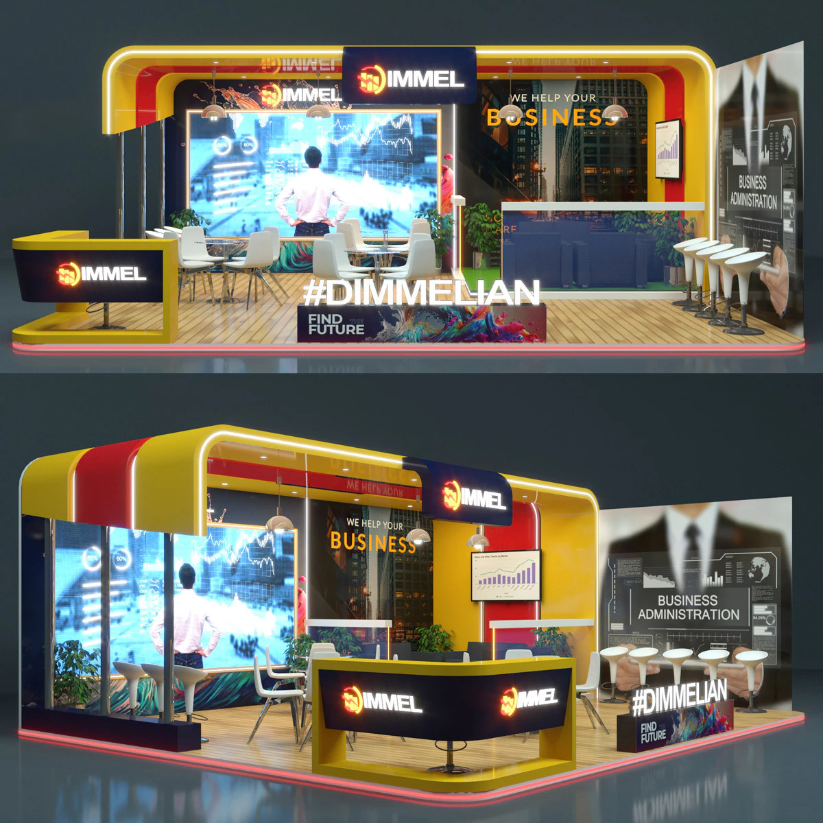 Exhibition Stand Stall 3D Model .c4d .max .obj .3ds .fbx .stl .blend