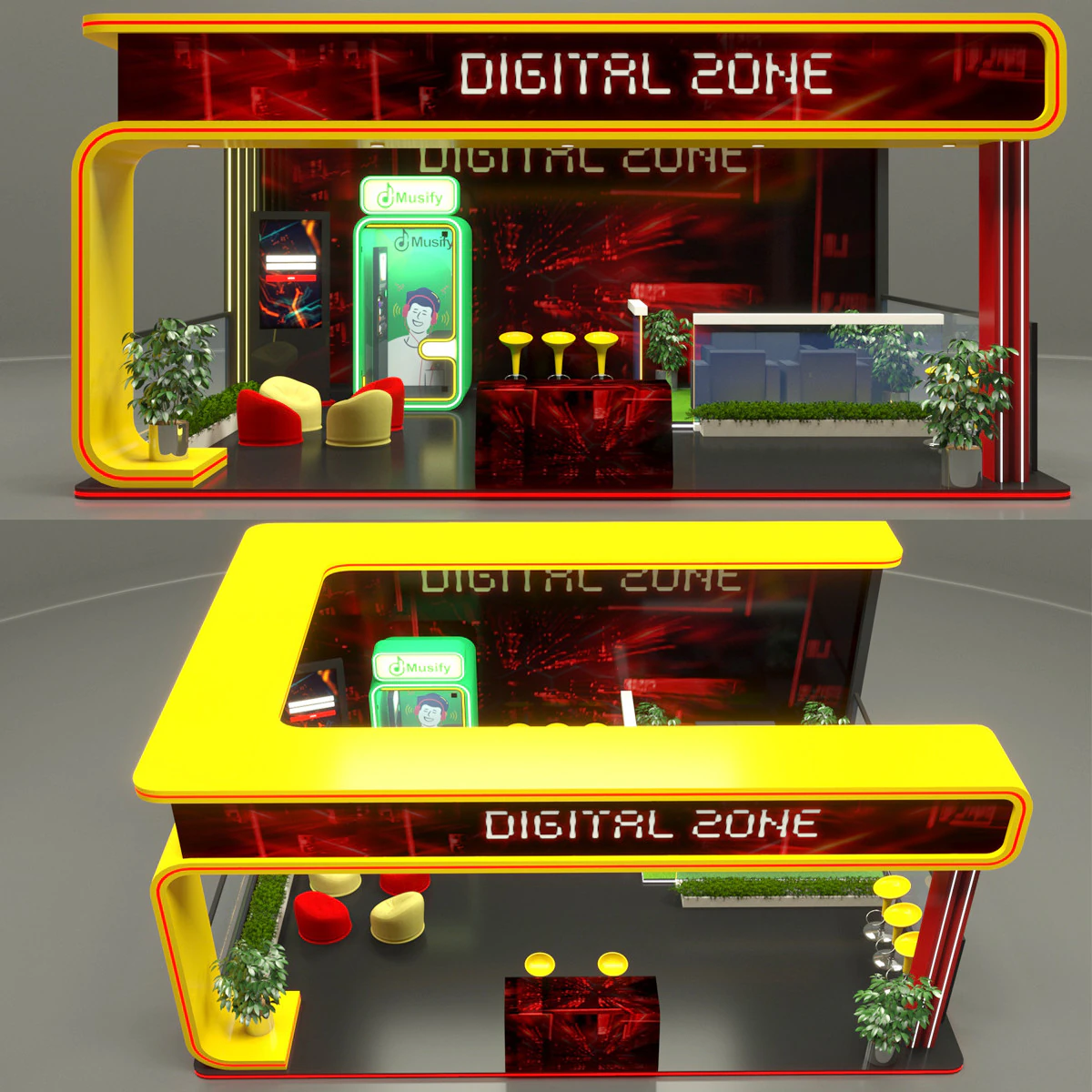 Exhibition Stand Stall 3D Model .c4d .max .obj .3ds .fbx .stl .blend 