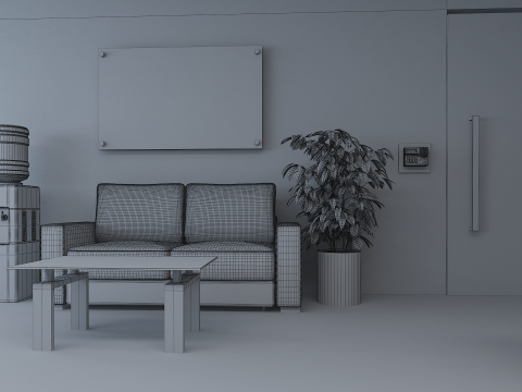 Office Reception Lobby 3D Model