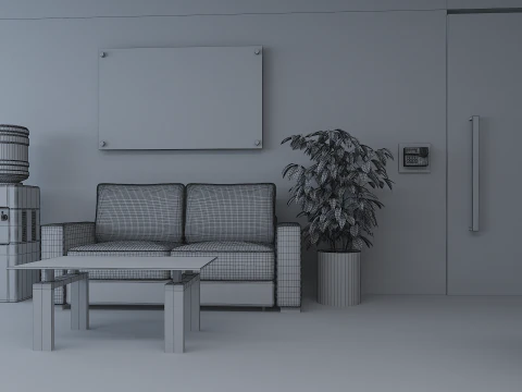 Office Reception Lobby 3D Model