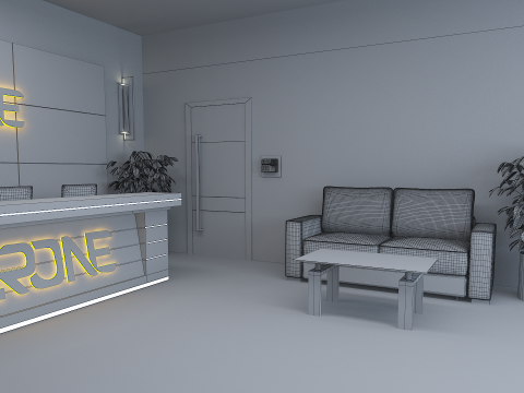 Office Reception Lobby 3D Model