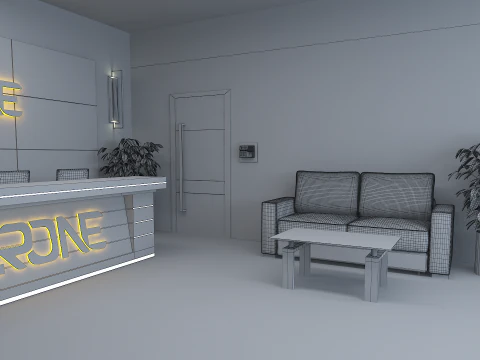 Office Reception Lobby 3D Model