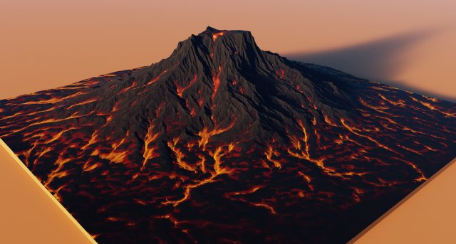 Volcano Terrain 3D 모델 .c4d .max .obj .3ds .fbx .stl .blend 