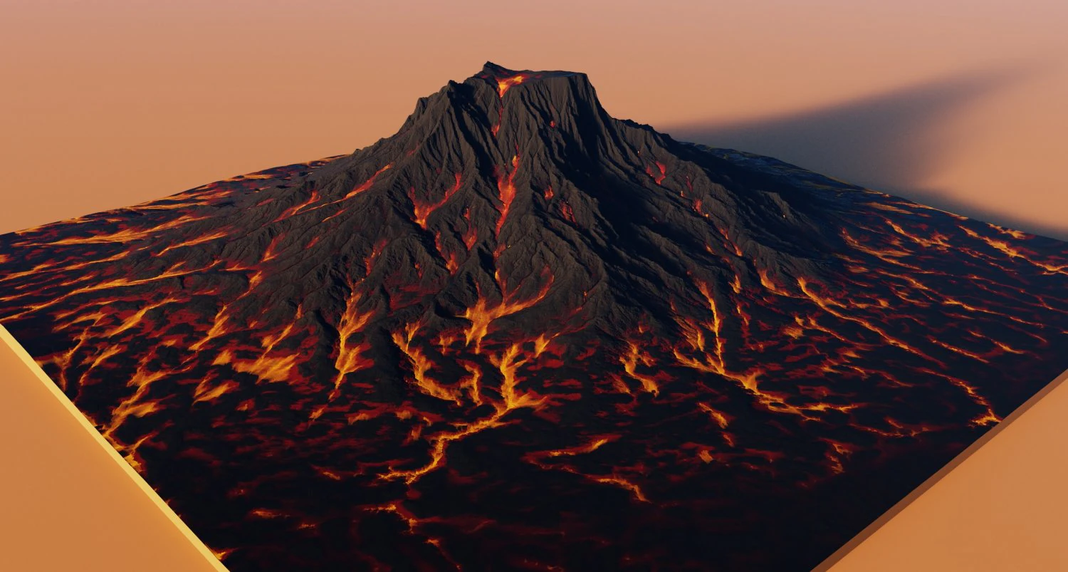 Volcano Terrain 3D Model .c4d .max .obj .3ds .fbx .stl .blend 
