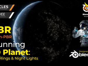 Modelo de planeta fotorrealista en 3D con anillos y luces nocturnas Low-poly Modelo 3D