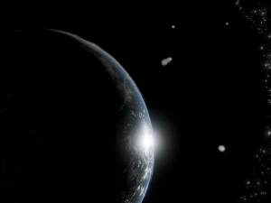 Photorealistic 3D Planet Model Featuring Rings and Night Lights Low-poly 3D Model
