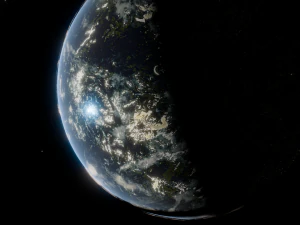 Photorealistic 3D Planet Model Featuring Rings and Night Lights Low-poly 3D Model