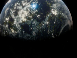 Photorealistic 3D Planet Model Featuring Rings and Night Lights Low-poly 3D Model