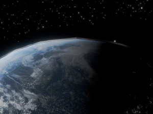 Photorealistic 3D Planet Model Featuring Rings and Night Lights Low-poly 3D Model