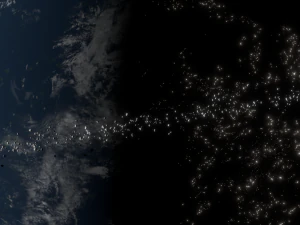 Photorealistic 3D Planet Model Featuring Rings and Night Lights Low-poly 3D Model