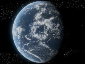 Photorealistic 3D Planet Model Featuring Rings and Night Lights Low-poly 3D Model