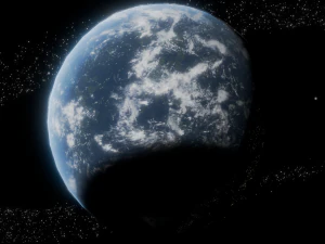 Photorealistic 3D Planet Model Featuring Rings and Night Lights Low-poly 3D Model