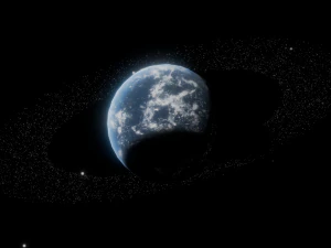 Photorealistic 3D Planet Model Featuring Rings and Night Lights Low-poly 3D Model