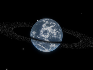 Photorealistic 3D Planet Model Featuring Rings and Night Lights Low-poly Modelo 3D
