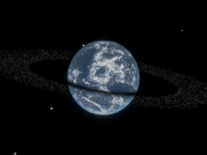 Photorealistic 3D Planet Model Featuring Rings and Night Lights Low-poly 3D Model