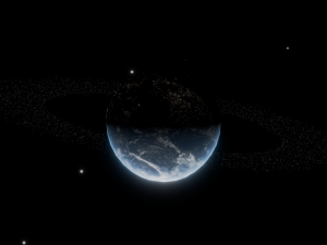 Photorealistic 3D Planet Model Featuring Rings and Night Lights Low-poly Modelo 3D