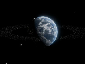 Photorealistic 3D Planet Model Featuring Rings and Night Lights Low-poly 3D Model