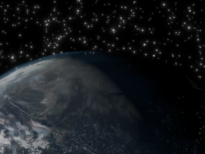 Photorealistic 3D Planet Model Featuring Rings and Night Lights Low-poly Modelo 3D