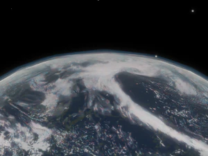 Photorealistic 3D Planet Model Featuring Rings and Night Lights Low-poly 3D Model