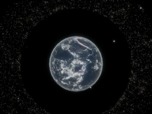 Photorealistic 3D Planet Model Featuring Rings and Night Lights Low-poly 3D Model