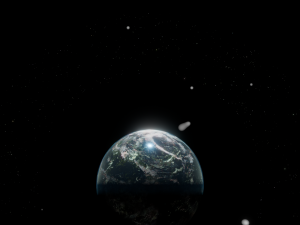 Photorealistic 3D Planet Model Featuring Rings and Night Lights Low-poly Modelo 3D