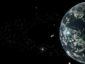 Photorealistic 3D Planet Model Featuring Rings and Night Lights Low-poly Modelo 3D