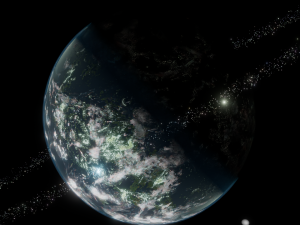 Photorealistic 3D Planet Model Featuring Rings and Night Lights Low-poly Modelo 3D