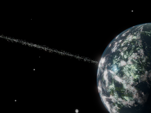 Photorealistic 3D Planet Model Featuring Rings and Night Lights Low-poly Modelo 3D