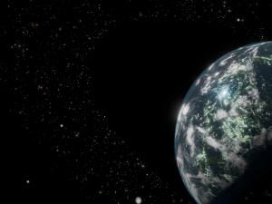 Photorealistic 3D Planet Model Featuring Rings and Night Lights Low-poly Modelo 3D