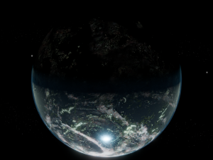 Photorealistic 3D Planet Model Featuring Rings and Night Lights Low-poly Modelo 3D