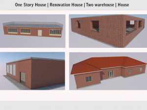 5 Pack One-Story House Collection 3D Model
