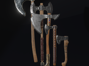 Viking Axe pack PBR Low poly game ready Low-poly 3D Model