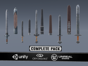 Swords viking pack low poly game ready Low-poly 3D मॉडल