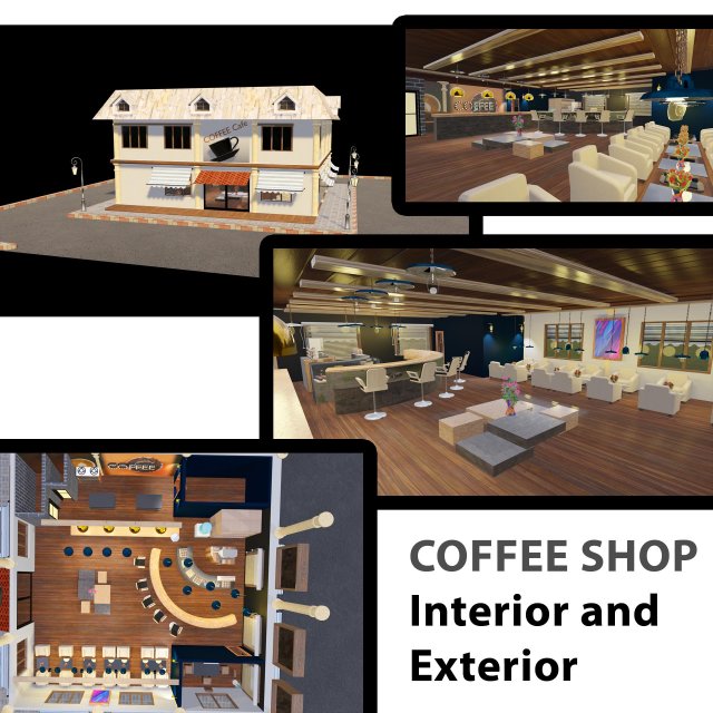 Coffee Shop Modèle 3D .c4d .max .obj .3ds .fbx .stl .blend 