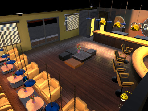 Coffee Shop Game-Ready PBR Textured Lightmapped Model 3D