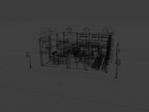 Coffee Shop Game-Ready PBR Textured Lightmapped Model 3D