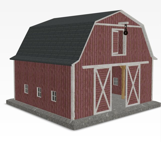 Red barn farm low poly Modelo 3D .c4d .max .obj .3ds .fbx .stl .blend 