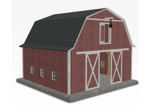 Red barn farm low poly 3D Model