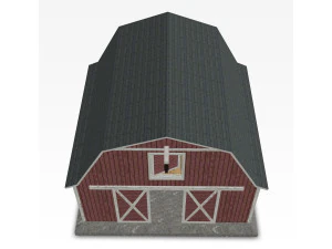 Red barn farm low poly 3D Model
