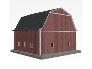 Red barn farm low poly Modelo 3D