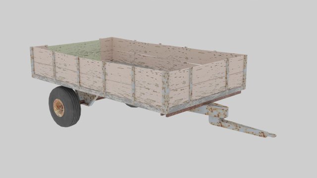 Old barn trailer 3D Model .c4d .max .obj .3ds .fbx .stl .blend 