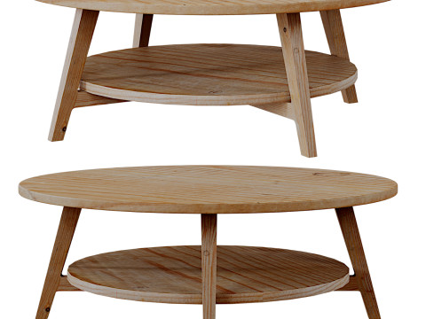 Circular Coffee Table with Shelf 3Dモデル