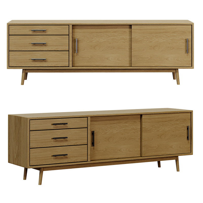 Mid-Century Media Console Modelo 3D .c4d .max .obj .3ds .fbx .stl .blend 