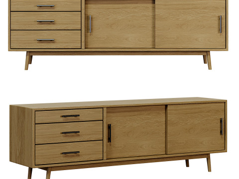 Mid-Century Media Console Modelo 3D