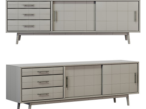 Mid-Century Media Console Modelo 3D