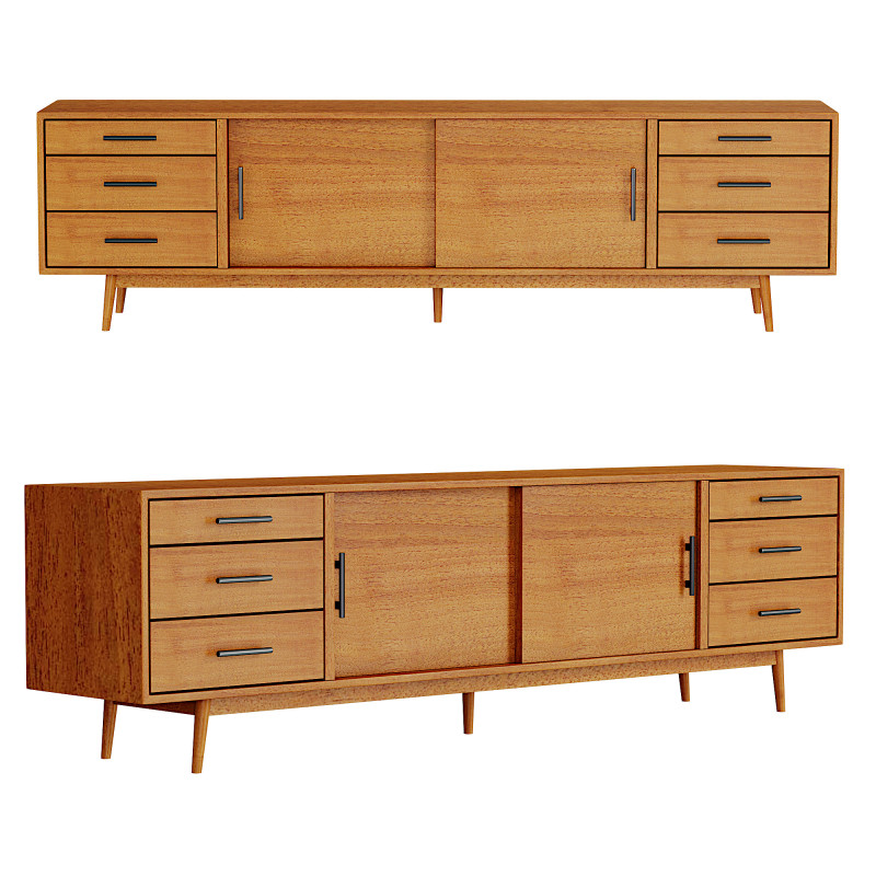 Mid-Century Media Console Modèle 3D .c4d .max .obj .3ds .fbx .stl .blend 